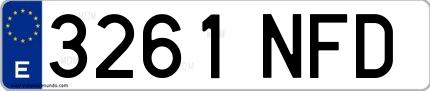 Ejemplo de matrícula española 3261 NFD