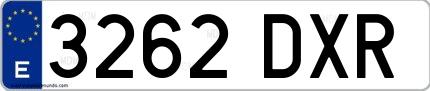 Ejemplo de matrícula española 3262 DXR