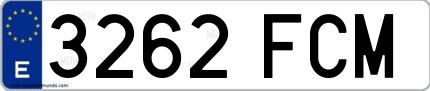 Ejemplo de matrícula española 3262 FCM
