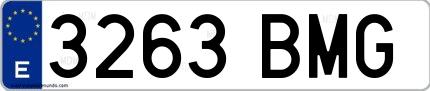 Ejemplo de matrícula española 3263 BMG