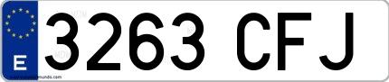 Ejemplo de matrícula española 3263 CFJ