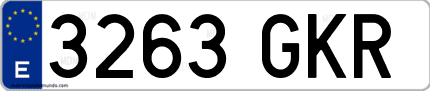 Ejemplo de matrícula de coche ordinaria 3263 GKR
