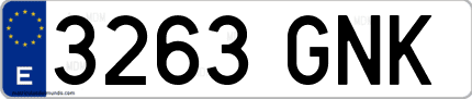 Ejemplo de matrícula de coche ordinaria 3263 GNK