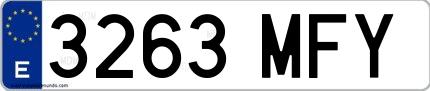Ejemplo de matrícula española 3263 MFY