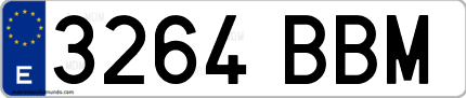 Ejemplo de matrícula de coche ordinaria 3264 BBM