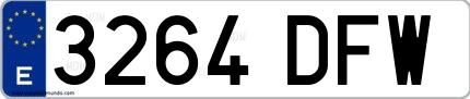 Ejemplo de matrícula española 3264 DFW