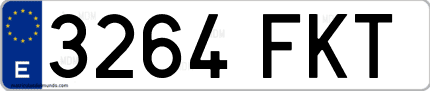 Ejemplo de matrícula de coche ordinaria 3264 FKT
