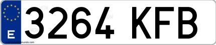 Ejemplo de matrícula española 3264 KFB