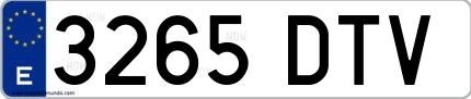 Ejemplo de matrícula española 3265 DTV