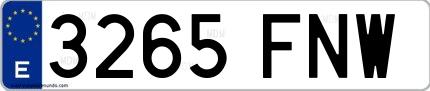 Ejemplo de matrícula española 3265 FNW
