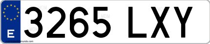 Ejemplo de matrícula de coche ordinaria 3265 LXY