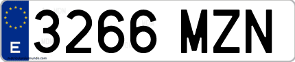 Ejemplo de matrícula de coche ordinaria 3266 MZN