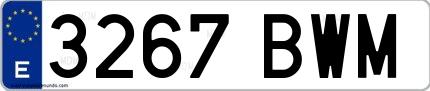 Ejemplo de matrícula española 3267 BWM