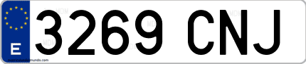 Ejemplo de matrícula de coche ordinaria 3269 CNJ