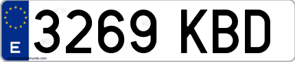 Ejemplo de matrícula de coche ordinaria 3269 KBD