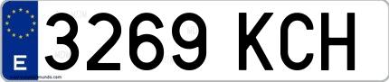Ejemplo de matrícula española 3269 KCH