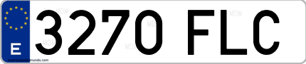 Ejemplo de matrícula de coche ordinaria 3270 FLC