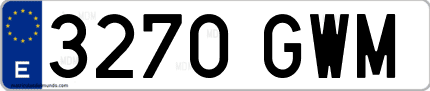 Ejemplo de matrícula de coche ordinaria 3270 GWM