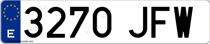 Ejemplo de matrícula de coche ordinaria 3270 JFW