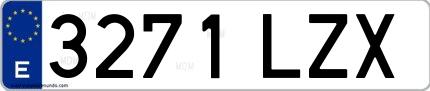 Ejemplo de matrícula española 3271 LZX