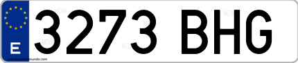 Ejemplo de matrícula de coche ordinaria 3273 BHG