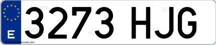 Ejemplo de matrícula española 3273 HJG