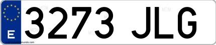 Ejemplo de matrícula española 3273 JLG