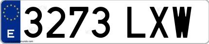 Ejemplo de matrícula española 3273 LXW