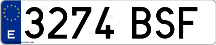 Ejemplo de matrícula de coche ordinaria 3274 BSF