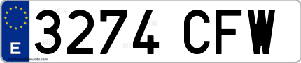 Ejemplo de matrícula de coche ordinaria 3274 CFW