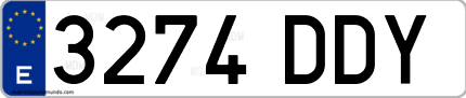 Ejemplo de matrícula de coche ordinaria 3274 DDY