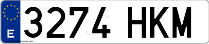 Ejemplo de matrícula de coche ordinaria 3274 HKM