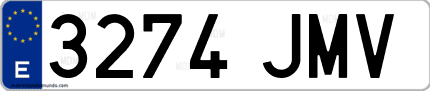 Ejemplo de matrícula de coche ordinaria 3274 JMV