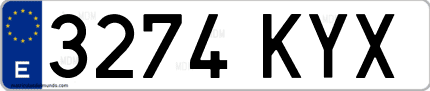 Ejemplo de matrícula de coche ordinaria 3274 KYX