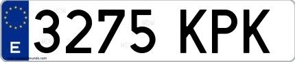 Ejemplo de matrícula española 3275 KPK
