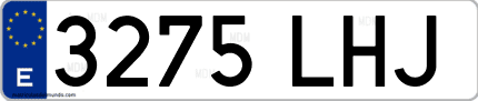 Ejemplo de matrícula de coche ordinaria 3275 LHJ