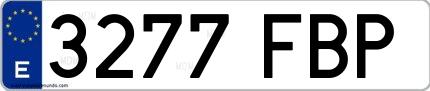 Ejemplo de matrícula española 3277 FBP