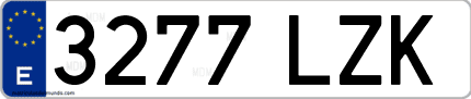 Ejemplo de matrícula de coche ordinaria 3277 LZK