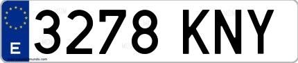 Ejemplo de matrícula española 3278 KNY
