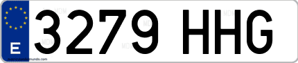 Ejemplo de matrícula de coche ordinaria 3279 HHG