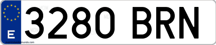 Ejemplo de matrícula de coche ordinaria 3280 BRN