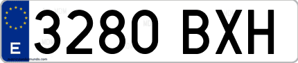 Ejemplo de matrícula de coche ordinaria 3280 BXH