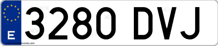 Ejemplo de matrícula de coche ordinaria 3280 DVJ