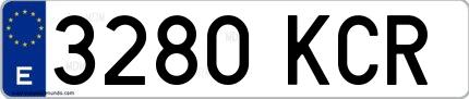 Ejemplo de matrícula española 3280 KCR