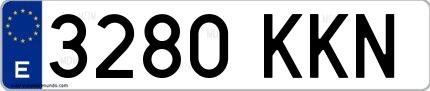 Ejemplo de matrícula española 3280 KKN