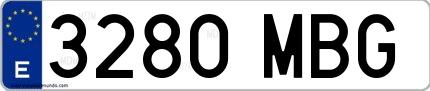 Ejemplo de matrícula española 3280 MBG