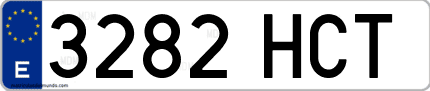 Ejemplo de matrícula de coche ordinaria 3282 HCT