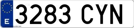 Ejemplo de matrícula española 3283 CYN