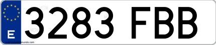 Ejemplo de matrícula española 3283 FBB