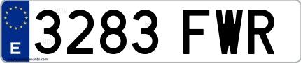 Ejemplo de matrícula española 3283 FWR